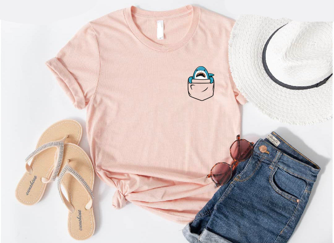 Cute Shark Pocket T-Shirt