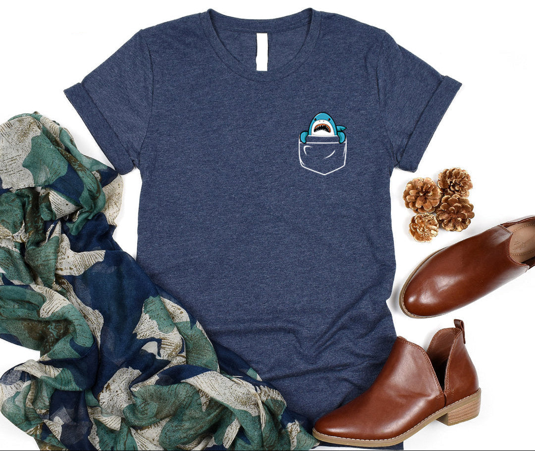 Cute Shark Pocket T-Shirt