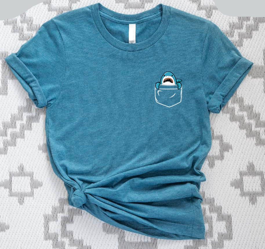 Cute Shark Pocket T-Shirt