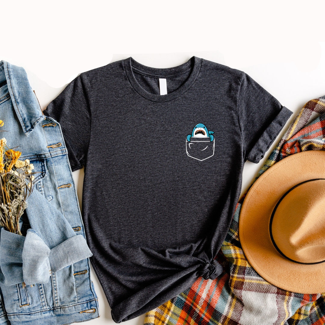 Cute Shark Pocket T-Shirt
