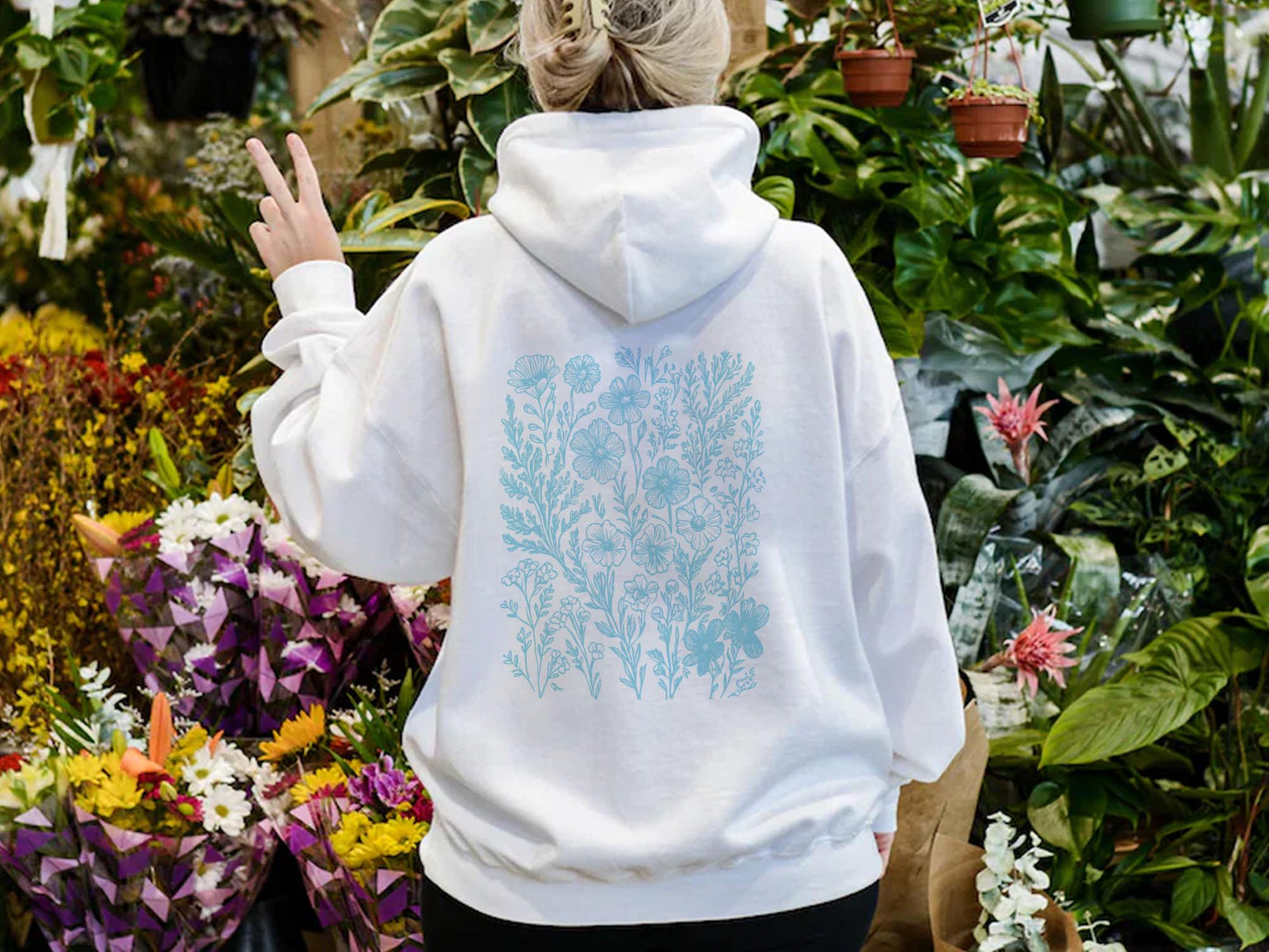 Blue Wildflower Hoodie