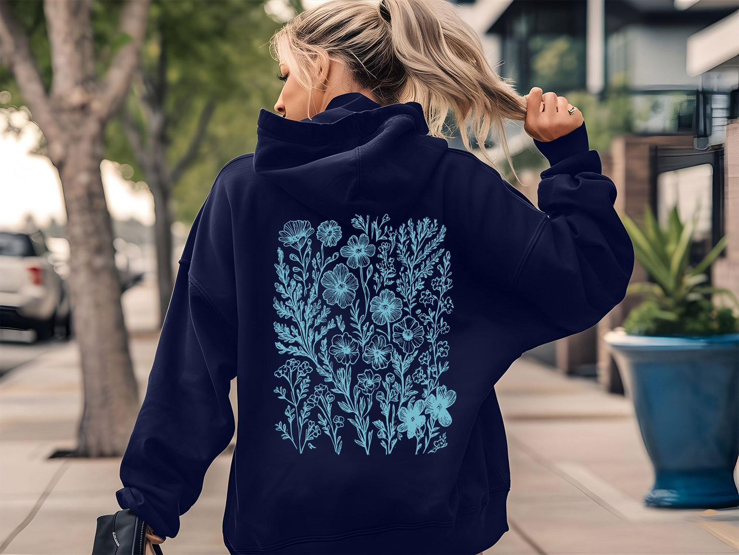 Blue Wildflower Hoodie